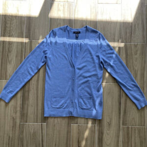 VTG LANDS' END Women's Periwinkle Blue V Neck Long Slv Cardigan Knit Sweater XS